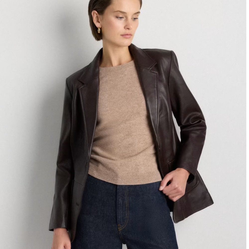 Quince 100% Leather Blazer – Brown – Women’s Medium – Excellent / Like-New